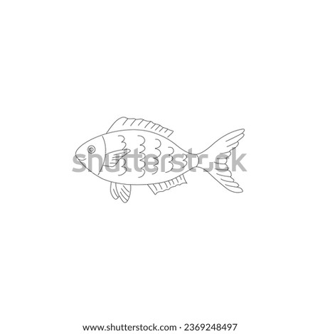 Fish Coloring page vector line art for book and drawing.