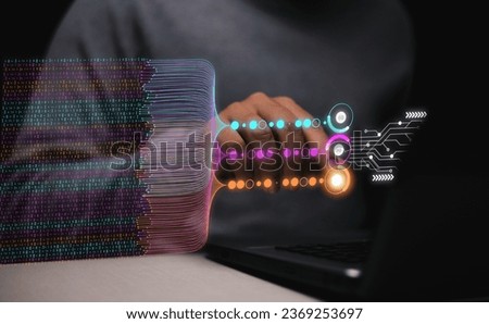 Business Analytics Finance Neural Network AI Big Data Technology Data scientists query, analyze, and visualize complex datasets on a virtual screen. information flow concept processing of bigdata Royalty-Free Stock Photo #2369253697