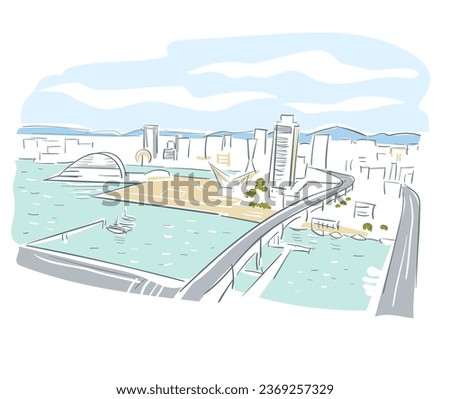 Kobe Hyogo Japan vector sketch city illustration line art sketch