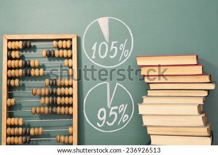 Education concept. Books, abacus and diagrams showing success