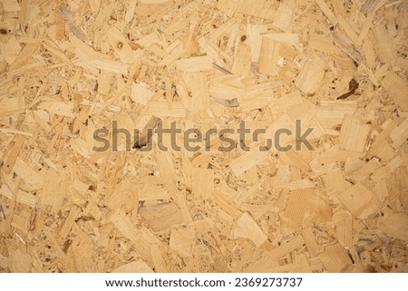 Pressed wood plank panel. Photo of a plywood wall from a house. Abstract wood texture. 