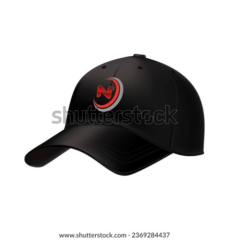 N logo Realistic baseball cap Black and red and S color  vector templates Cap design 