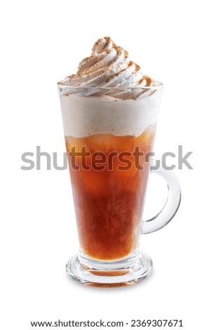 Pumpkin spice cold Brew in a glass on a white isolated background. toning