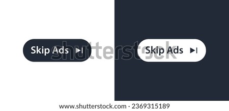 Skip ads button icon. Stop video ad logo symbol background. Online ad marketing stop sign