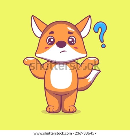 Cute fox confused cartoon vector icon illustration
