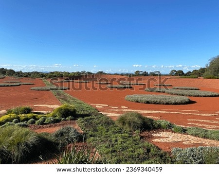 Red sand garden at Royal botanic garden Cranbourne, Melbourne Australia. Sep 2023. Stunning bushland known for its red sand expanse featuring walking trails and scenic viewing points. Royalty-Free Stock Photo #2369340459