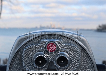Binoculars Looking at Cleveland Skyline