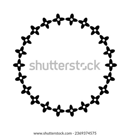 frame black flower circle, vector isolated on white
