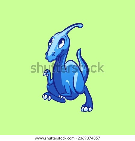 Isolated Clipart Cute Parasaurolophus for Sticker