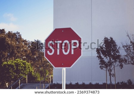 A view of a stop sign.