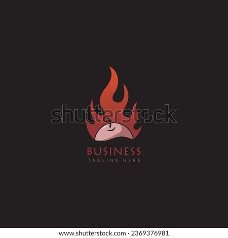 Pink pig , pork on red fire flame mascot logo icon template suitable for bbq grill restaurant and cafe food business