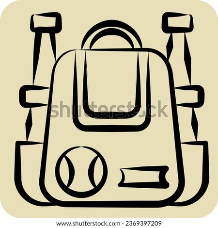 Icon Baseball Bag. related to Baseball symbol. hand drawn style. simple design editable. simple illustration