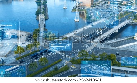 Transportation and technology concept. ITS (Intelligent Transport Systems). Mobility as a service. Royalty-Free Stock Photo #2369410961