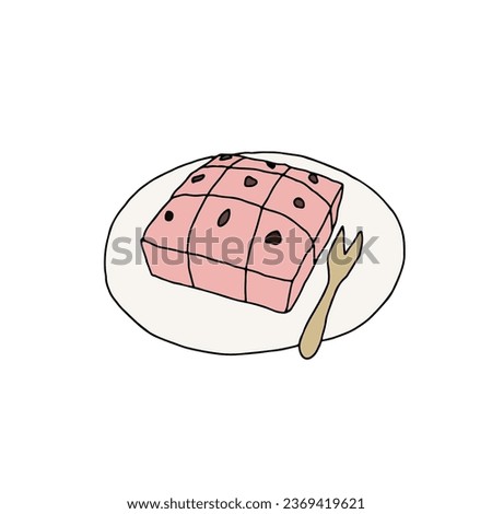 Thai sponge cake, hand drawn style vector illustration