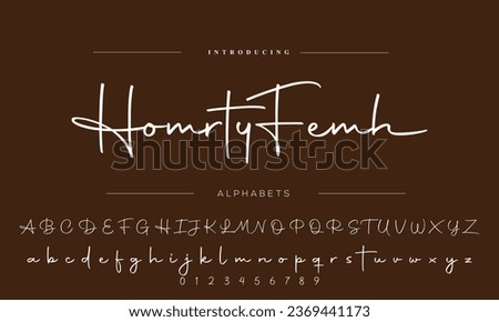 Best Alphabet Georgies Script Signature Logotype Font lettering handwritten Royalty-Free Stock Photo #2369441173