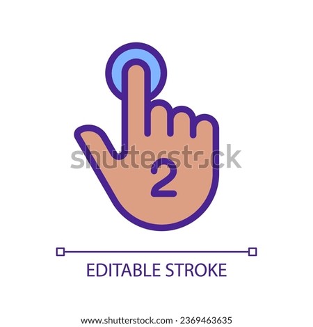 Double touch gesture pixel perfect RGB color icon. Controlling touchscreen. Smartphone display control. Silhouette symbol on white space. Solid pictogram. Vector isolated illustration