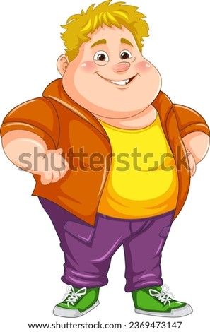 Cute chubby boy cartoon character illustration