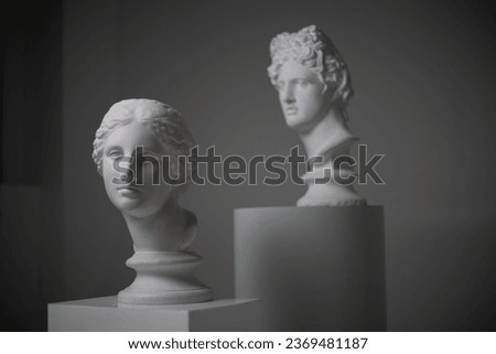 Plaster busts of historical figures