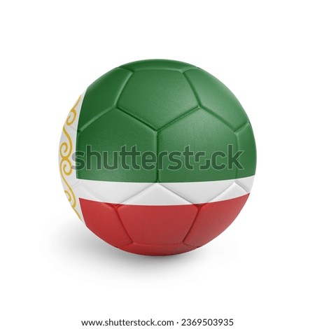 3D soccer ball with Chechnya team flag. Isolated on white background