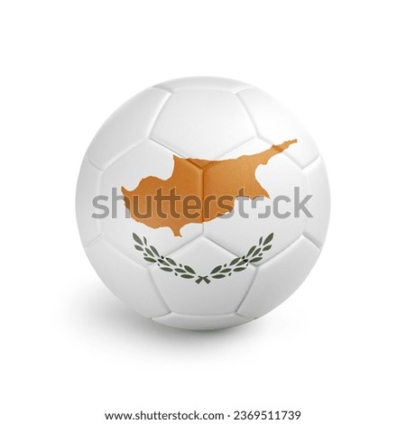 3D soccer ball with Cyprus team flag. Isolated on white background