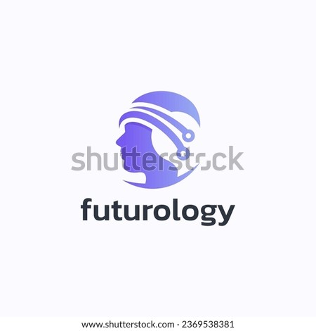 Future knowledge logo design vector. Technology researcher symbol template.