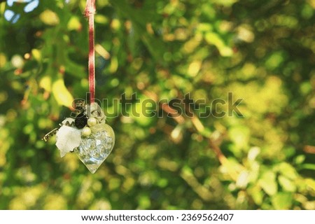 symbol of love, heart decoration on a background of nature, decorative heart, love, happy birthday, congratulations, autumn still life, background, postcard, bokeh