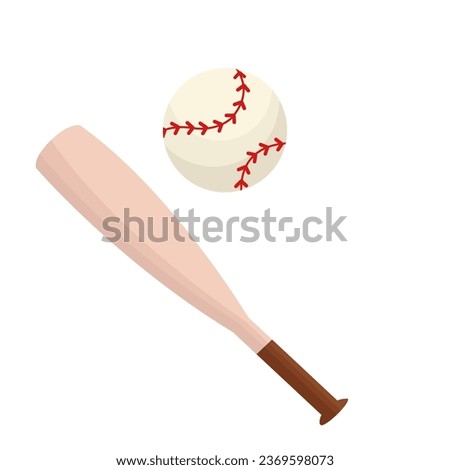 Cute doodle baseball bat and ball.