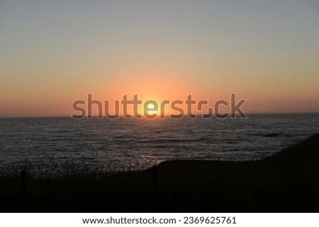 beautiful rocky sunset on the Pacific ocean in northern California