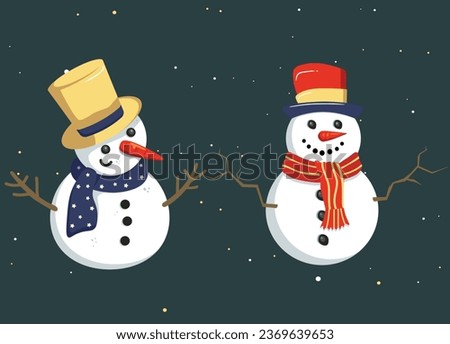 Xmas snowman character icon. Cute snowmans in hats. Christmas snowman vector illustration. 