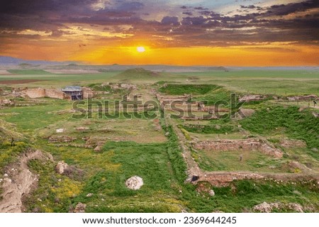 Historical ancient Frig city (the city where the king Midas lives). Gordion antique city ruins for Phrygians and Phrygia. Yassıhöyük, Ankara -Turkey. Royalty-Free Stock Photo #2369644245