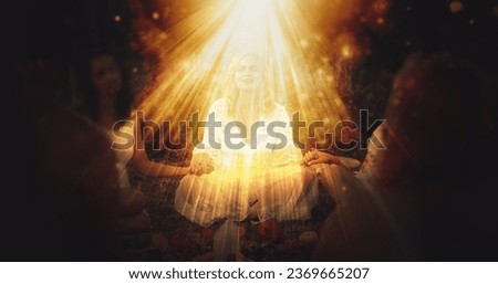 Madala with flowers and fruits, spiritual ceremony of earth. Light effect.
