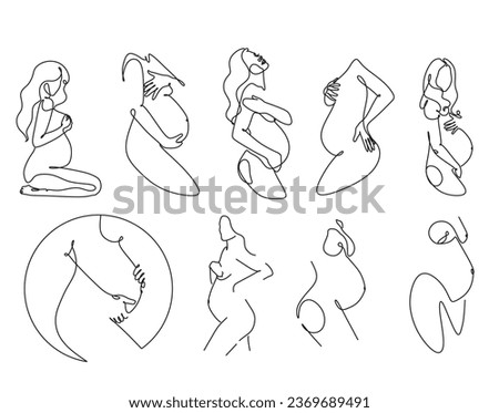 Pregnant woman line art. Abstract minimalist simple illustration of pregnancy