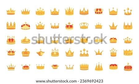 Luxury gold crowns icon set
