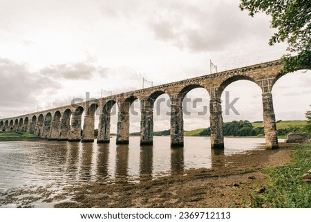 The Royal Border Bridge at spanning the river Tweed at Berwick on Tweed near the border with Scotland in Northumberland. High quality photo