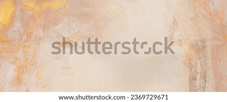 Grunge paper texture painting collage wall. Abstract gold, nacre and beige marble copy space horizontal background.