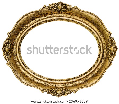Golden Oval Picture Frame Cutout