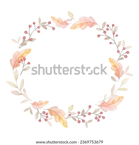 Fall Wreath Clip Art, Watercolor, Autumn Wreath, Fall Floral Clip Art, Pre-made Composition