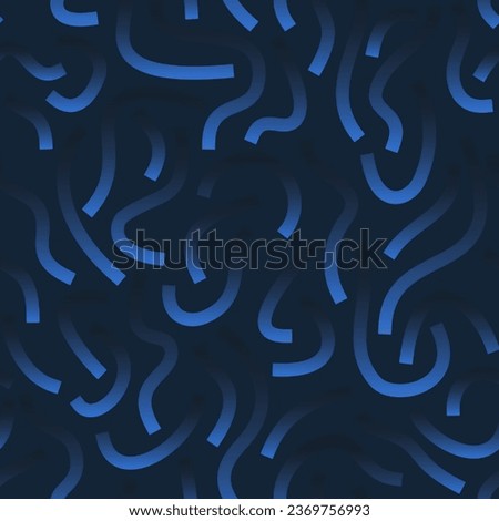 Gradient blue curved lines isolated on white background. Transparent Bold Squiggles. Monochrome geometric seamless pattern.