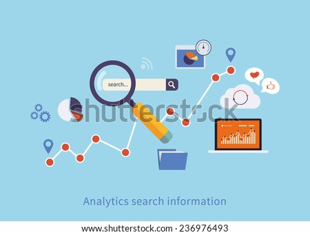 Flat design modern vector illustration icons set of analytics search information and website SEO optimization Royalty-Free Stock Photo #236976493