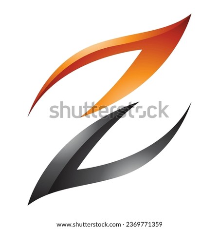 Orange and Black Glossy Fire Shaped Letter Z Icon on a White Background