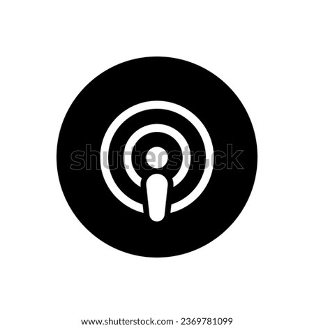 Podcast icon vector in black circle. Podcasting sign symbol