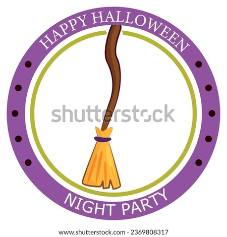 vector icons of a witch's broom with the word halloween and white background