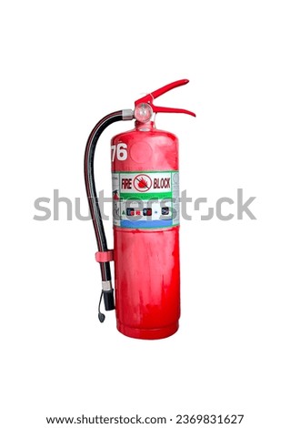 Isolated old red fire extinguisher Small fire extinguishing equipment for homes or offices. Fire extinguisher on white background.