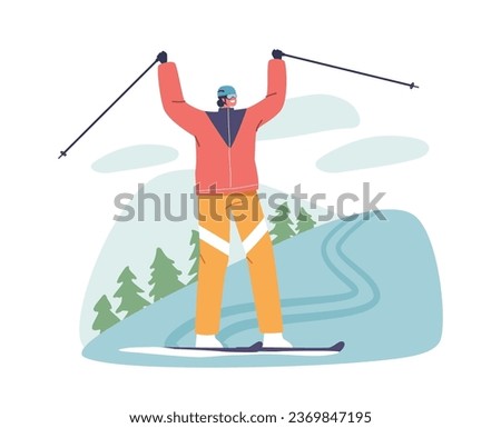 Expert Skier Character Conquering A Challenging Mountain Slalom Course, Carving Precise Turns Through The Snow Royalty-Free Stock Photo #2369847195