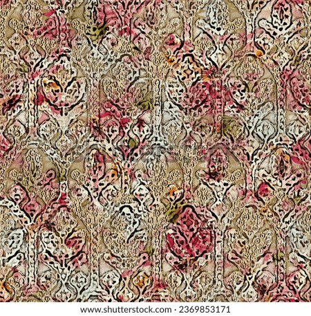 3D abstract geometric texture allover ajrakh pattern damask design emboss style for carpet, rug, bed sheet, saree suit, shirt, salvar digital textile print, fabric, tile, paper, decoration many use.