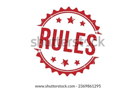 Rules Red Rubber Stamp vector design.