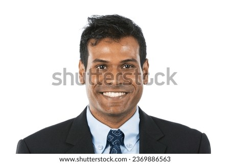 Portrait of a handsome Indian Business man. Isolated on a white background.