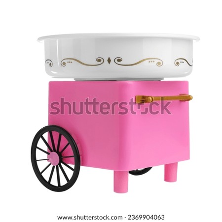Portable candy cotton machine isolated on white Royalty-Free Stock Photo #2369904063
