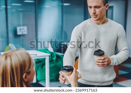 Students have break during working process in office interior