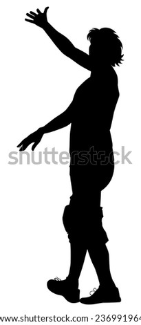 the silhouette of a volleyball player on white background vector